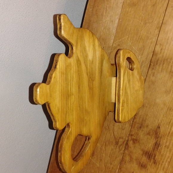 VintageWooden Teapot & Cup Napkin Holder, Mail Holder, Decor Natural Wood Finish - Picture 2 of 5